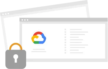 Ícone de arquivos com logo Google Cloud Platform com um cadeado