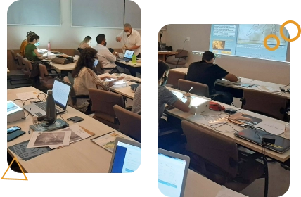 Radiology classroom with a teacher and several students sitting studying