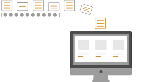 Icon of a computer connected by different systems symbolizing interoperability